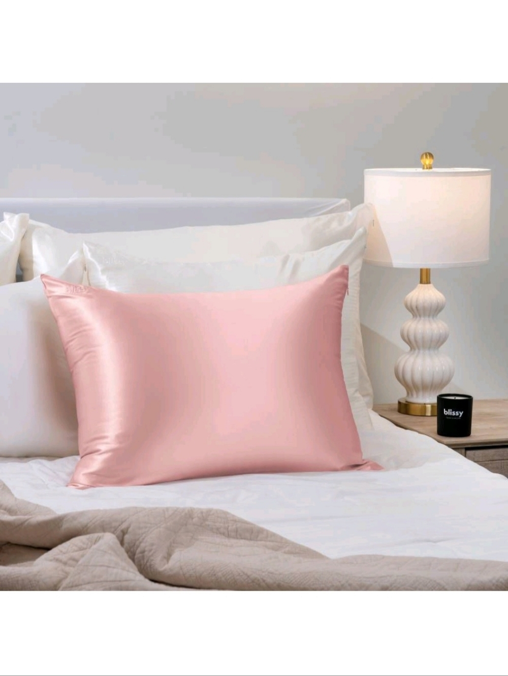 NWT Blissy Mulberry Silk Pillowcase, Blush Pink, Standard/Queen or King Size